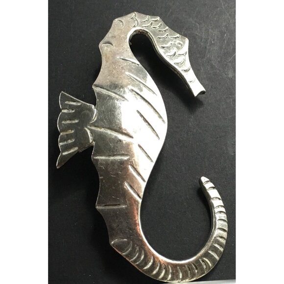 Taxco Sterling Silver Seahorse Brooch Pin Mexico Figural Ocean Marine Life - Picture 1 of 3